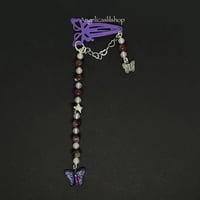 Image 2 of Plum Tourmaline/Clear Jade Butterfly Snap Hair Clip