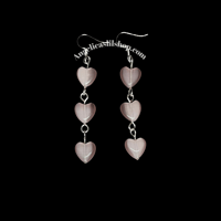 Image 1 of Triple Heart Pink Cat Eye Earrings