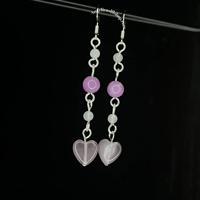 Image 1 of White Jade/Cat Eye Heart Earring