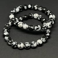 Image 1 of Snowflake Obsidian Bracelet (8MM)