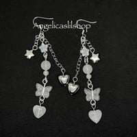 Image 1 of White agate butterfly earring