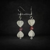 Image 2 of White Agate/Plum Tourmaline Earring
