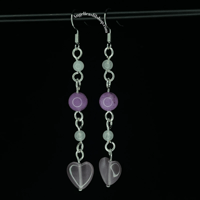 Image 2 of White Jade/Cat Eye Heart Earring