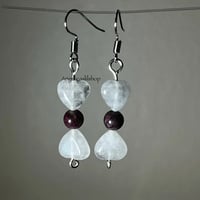 Image 3 of White Agate/Plum Tourmaline Earring