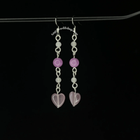 Image 4 of White Jade/Cat Eye Heart Earring