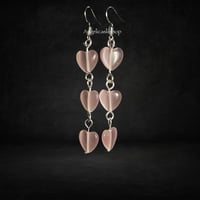Image 6 of Triple Heart Pink Cat Eye Earrings