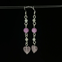 Image 5 of White Jade/Cat Eye Heart Earring