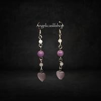 Image 6 of White Jade/Cat Eye Heart Earring