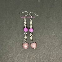 Image 7 of White Jade/Cat Eye Heart Earring