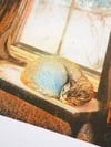 Frosty Cat Detail A5 Risograph Print