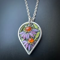 Image 1 of Coneflower in Leaf Pendant