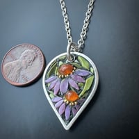 Image 2 of Coneflower in Leaf Pendant