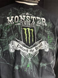 Image 2 of Monster Energy 'Unleash The Beast' Men's Black Long-Sleeve Tee in S-M-L - NEW!