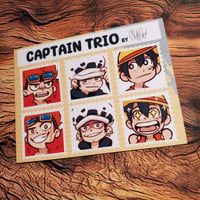 Image 1 of Captain Trio Stamp Sticker Sheet