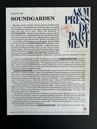 Image 3 of SOUNDGARDEN A&M Records 1991 Press Kit w/ 8x10 Photo + Folder + release PROMO