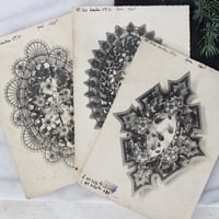 Image 1 of ONE Original Antique French Memorial Wreath Print Lot 1