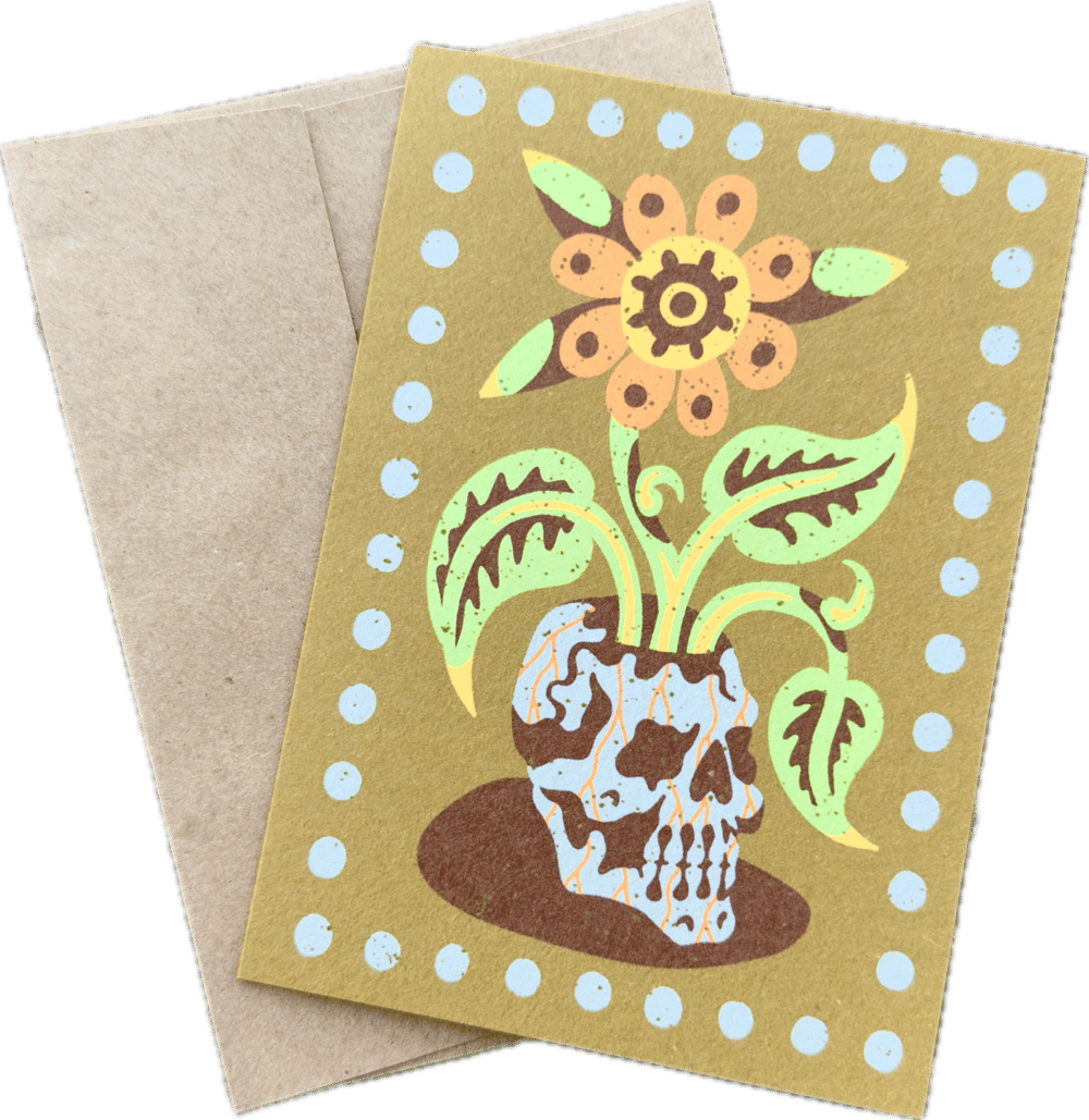 Skull vine greeting card 