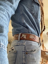 Image 5 of BLACK OR ANTIQUE BROWN ‘PAINTED’ FLANNEL FLOWER BELT