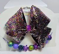 Image 1 of Large Purple Glitter Bow Clip