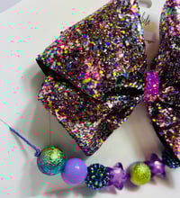Image 3 of Large Purple Glitter Bow Clip