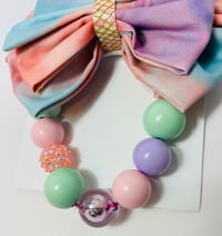 Image 1 of Cotton Candy Bow Set (Large Bow on Nylonband)