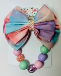 Image 2 of Cotton Candy Bow Set (Large Bow on Nylonband)
