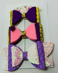 Image 2 of Purple & Gold Glitter Bow Set