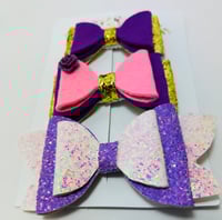 Image 3 of Purple & Gold Glitter Bow Set