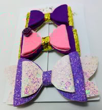 Image 4 of Purple & Gold Glitter Bow Set