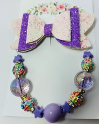 Image 2 of Violet Glitter Bow Clip Set