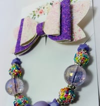 Image 3 of Violet Glitter Bow Clip Set