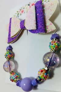 Image 4 of Violet Glitter Bow Clip Set