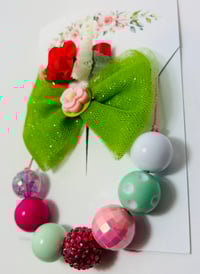 Image 1 of Lime -n- Pink Bow Clip Set 