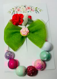 Image 2 of Lime -n- Pink Bow Clip Set 