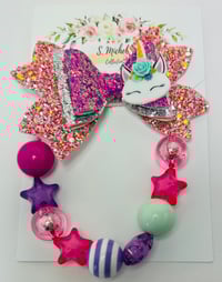 Image 1 of Unicom Sparkle Bow Clip Set