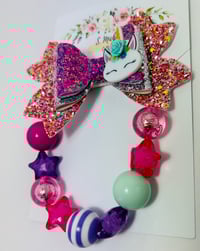 Image 3 of Unicom Sparkle Bow Clip Set