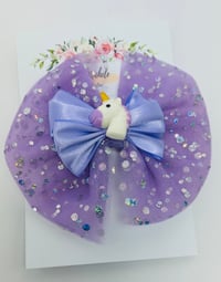 Large Tutu Unicorn Bow Clip