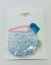 Image 1 of Blue Kitten Shaker Bow Clip