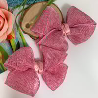 Pink Burlap Bow Clip