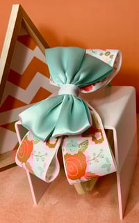 Image 2 of Large Orange Floral Bow Headband