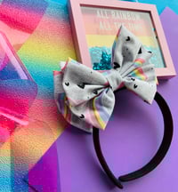 Image 3 of Double Bow Rainbow Headband