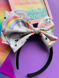 Image 2 of Large Double Bow Rainbow Headband