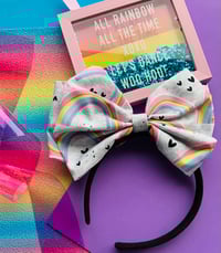 Image 3 of Large Double Bow Rainbow Headband