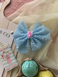 Image 1 of Blue Frosted Tutu Bow Clip