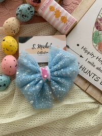 Image 2 of Blue Frosted Tutu Bow Clip
