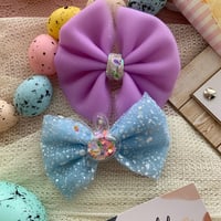 Purple & Blue Frosted Tutu Bow Clip Set