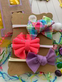 Image 1 of Pink Plaid Bow Nylonband Set