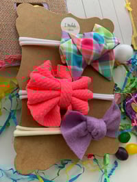 Image 2 of Pink Plaid Bow Nylonband Set