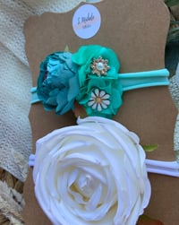 Image 1 of Teal Flower Crown Set (Nylonband)