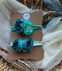 Image 1 of Teal Peony Rhinestone  Nylonband